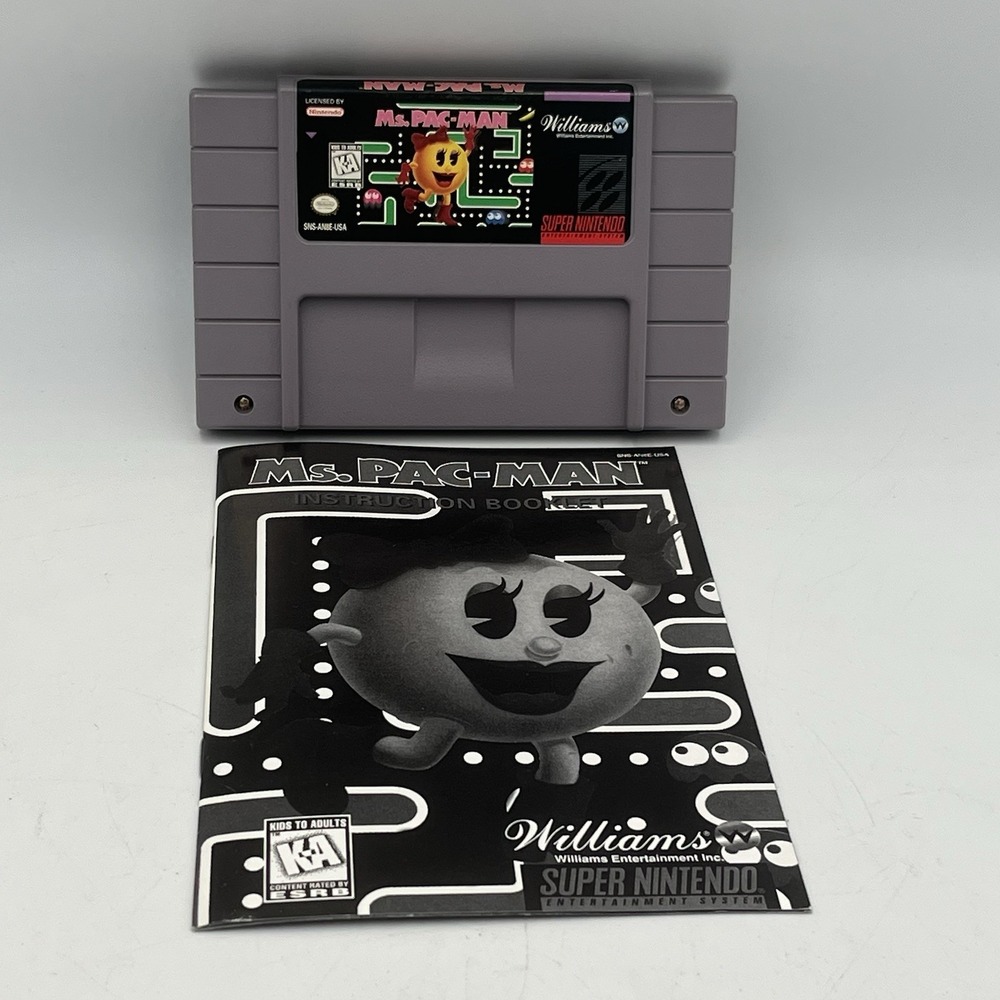Ms. Pac-Man Super Nintendo Entertainment System Ms Pacman SNES Cart & Manual